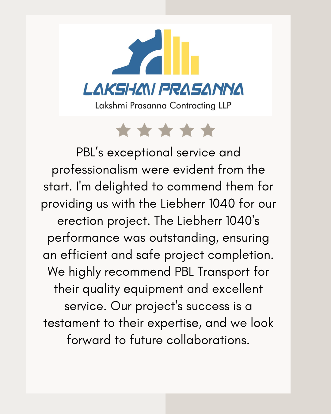 Lakshmi Prasanna contracting testimonial